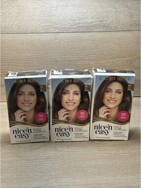 3 Clairol Nice'n Easy Permanent Hair Dye 6A Light Ash Brown 100% Gray Coverage